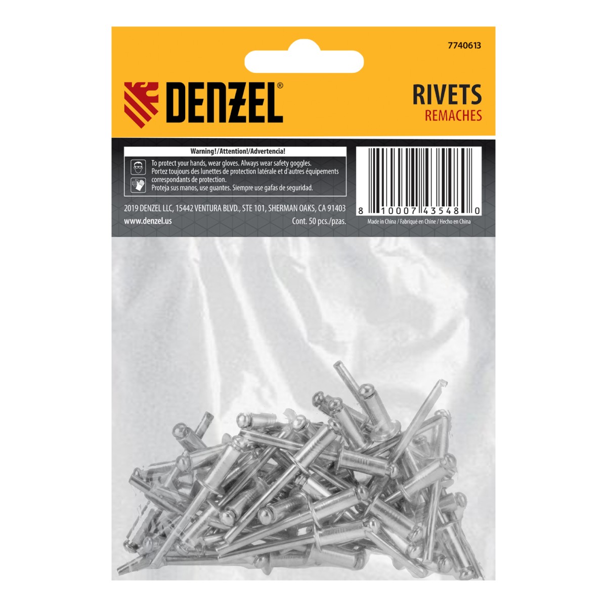 картинка Заклепки алюминиевые, 3/16"-1/2", 5 х 12 мм, 50 шт Denzel