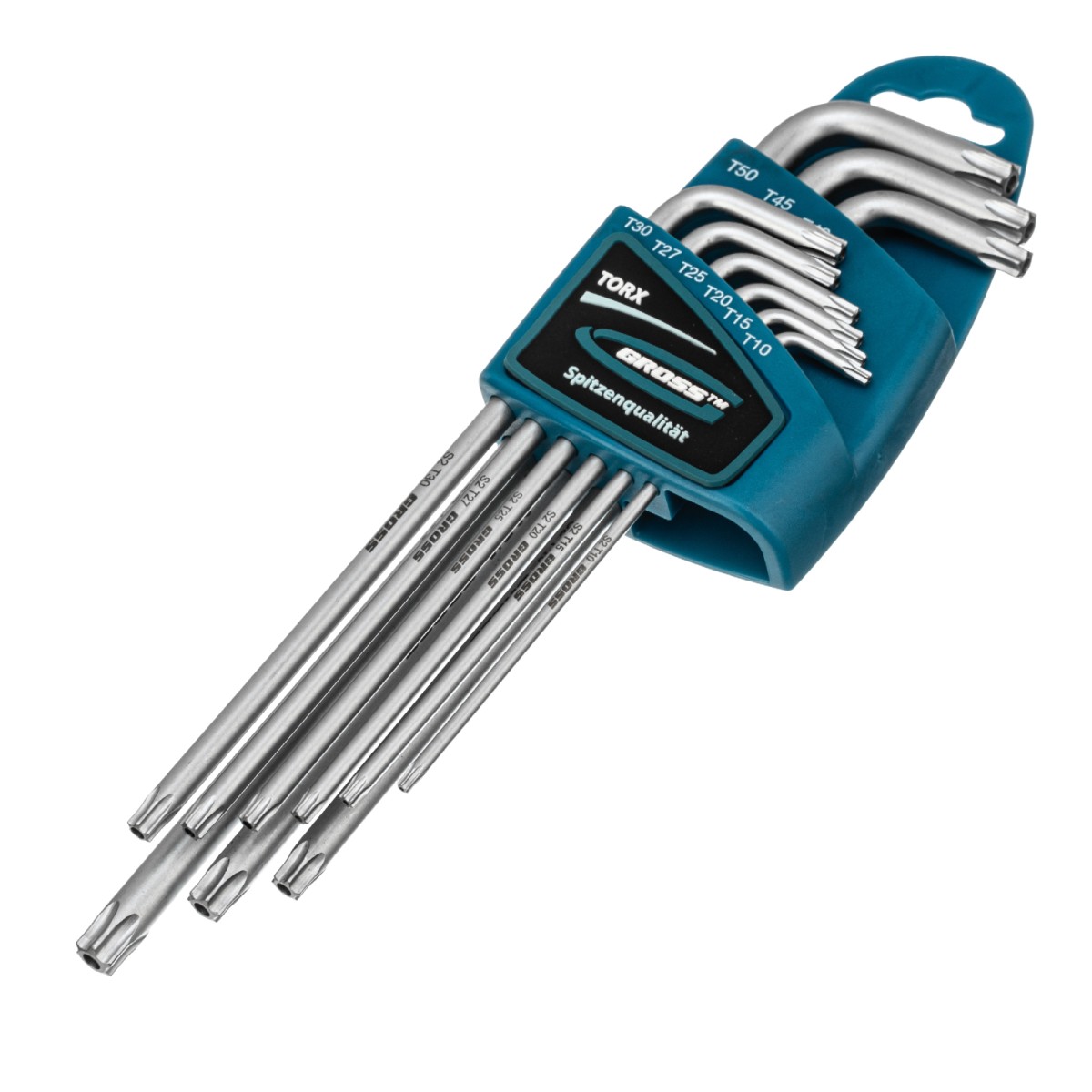 картинка Набор ключей имбусовых Torx -TT, 9 шт: T10-T50, экстра-длинные, S2, сатинированные Gross