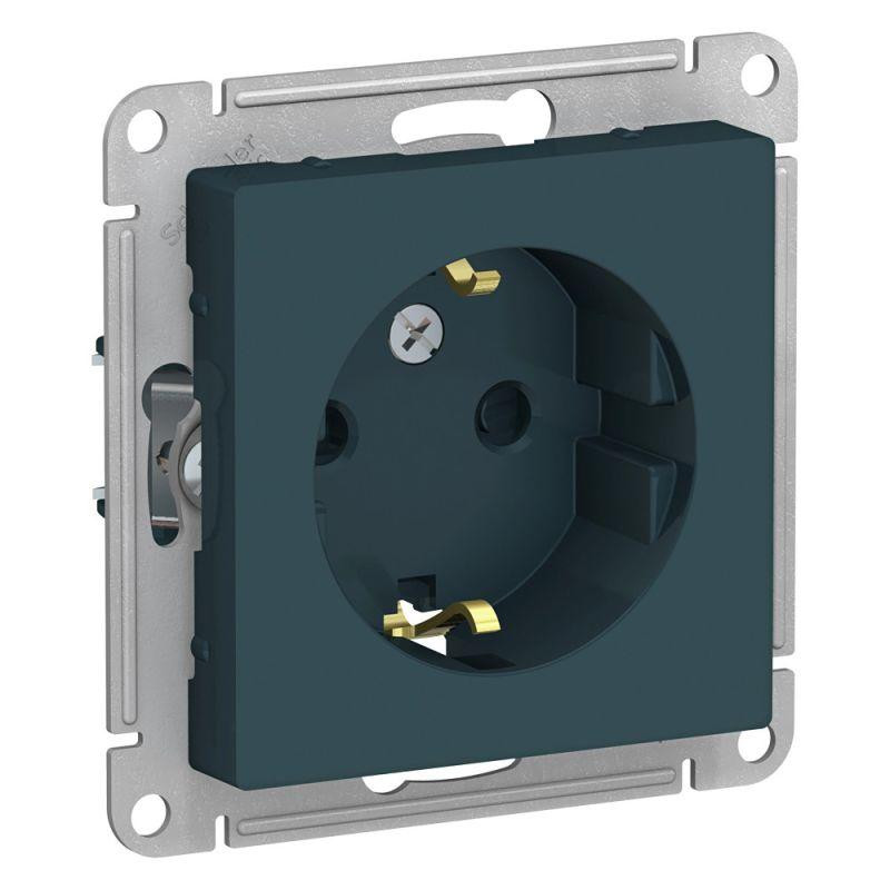 картинка Розетка 1-м СП AtlasDesign 16А IP20 с заземл. защ. шторки механизм изумруд SE ATN000845