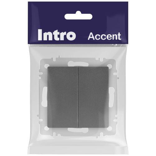 картинка Выключатель 2-кл. СП Accent 6-104-07 10А IP20 250В AL/CU графит Intro Б0063493