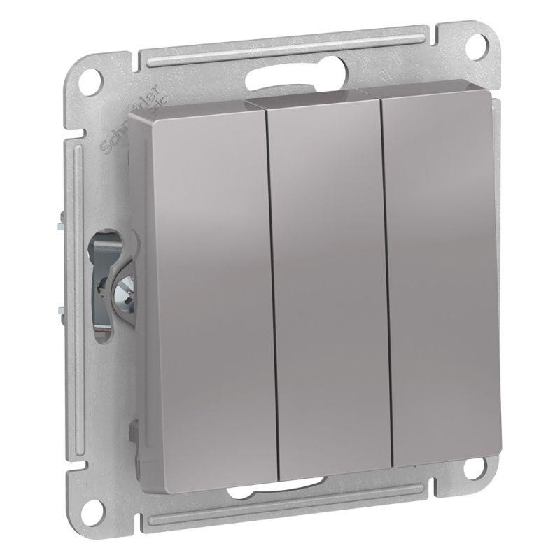 картинка Выключатель 3-кл. СП AtlasDesign 10А IP20 (сх. 1+1+1) 10AX механизм алюм. SE ATN000331