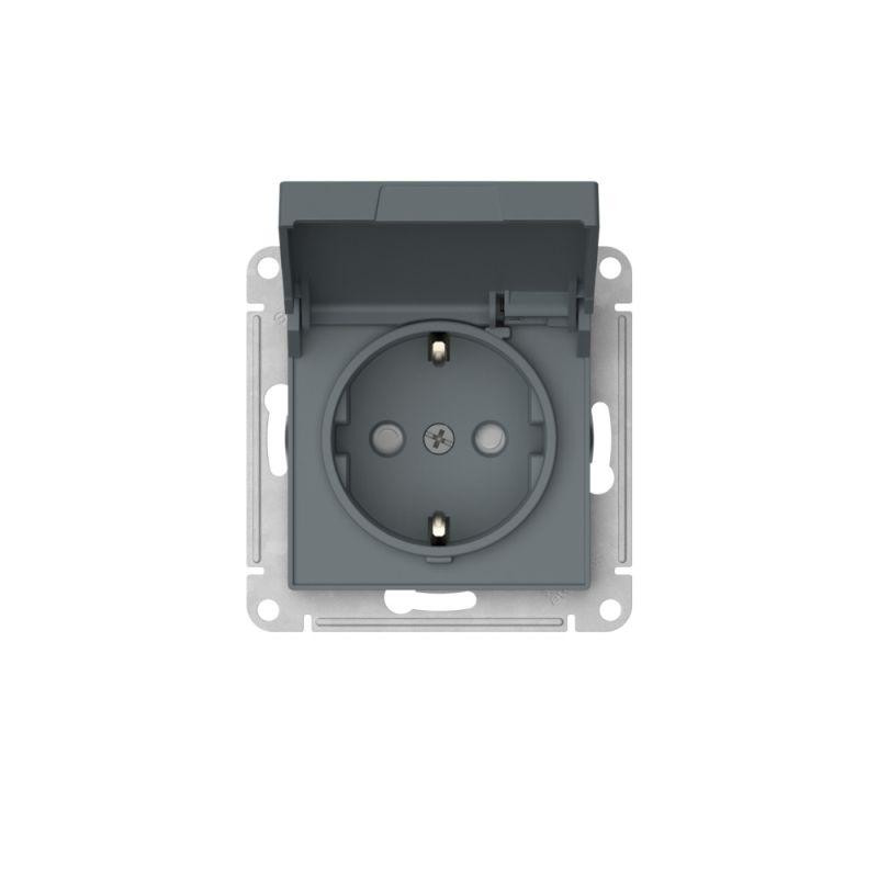 Розетка AtlasDesign 16А IP20 с заземл. защ. шторки с крышкой быстрозажим. клем. механизм грифель SE ATN000746S