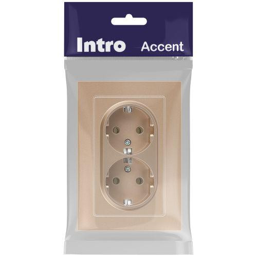 картинка Розетка 2-м СП Accent 6-205-04 16А IP20 250В 2P+E Schuko AL/CU шампань Intro Б0063492