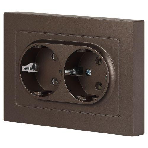 картинка Розетка 2-м СП Accent 6-205-08 16А IP20 250В 2P+E Schuko AL/CU бронза Intro Б0063498