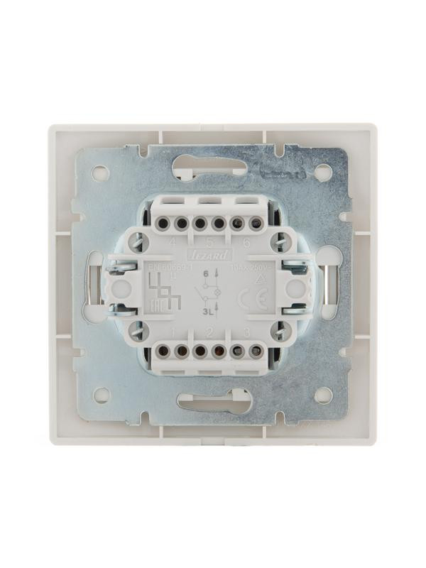 картинка Выключатель 1-кл. СП Mira 10А IP20 с подсветкой со вставкой жемчуж./бел. перламутр. LEZARD 701-3030-111