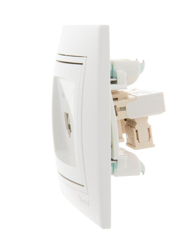 картинка Розетка компьютерная + телефонная 2-м СП Mira RJ45 + RJ11 бел./бел. LEZARD 701-0202-143