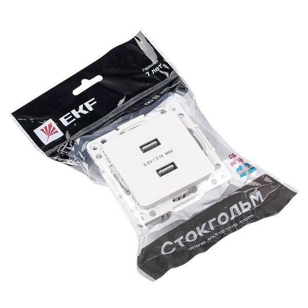 картинка Розетка USB 2-м Стокгольм 2.1А механизм бел. PROxima EKF EYR16-028-10-2USB
