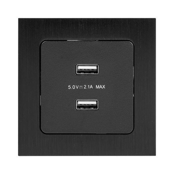 картинка Розетка USB 2-м Стокгольм 2.1А механизм черн. PROxima EKF EZR16-028-10-2USB
