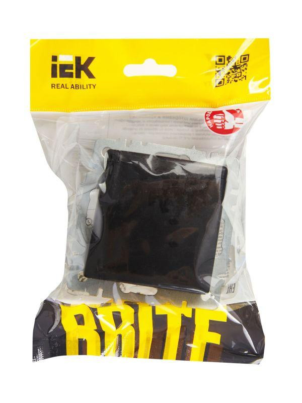картинка Розетка BRITE РСбш10-3-БрЧ 16А IP20 с заземл. защ. шторки с крышкой механизм черн. IEK BR-R16-16-K02