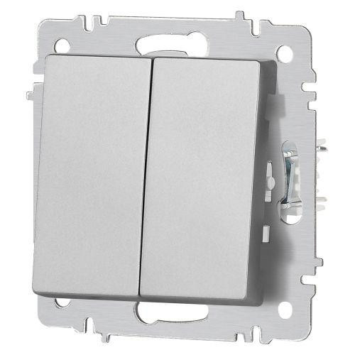 картинка Переключатель 2-кл. СП Accent 6-107-03 10А IP20 250В AL/CU алюм. Intro Б0063560