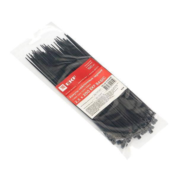 картинка Хомут кабельный 2.5х200 нейл. черн. (уп.100шт) EKF plc-cb-2.5x200