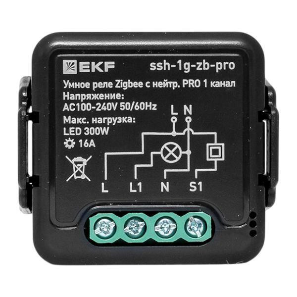 Реле умное в подрозетник 1-канальное Zigbee Connect Select 16А с нейтралью EKF PRO ssh-1g-zb-pro
