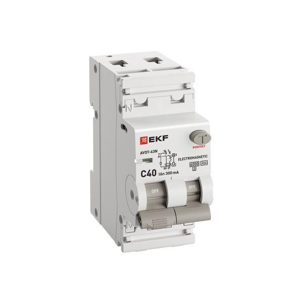 Выключатель автоматический дифференциального тока 2п (1P+N) C 40А 300мА тип A 6кА АВДТ-63N (электромех.) PROxima EKF D63N26MA40C300