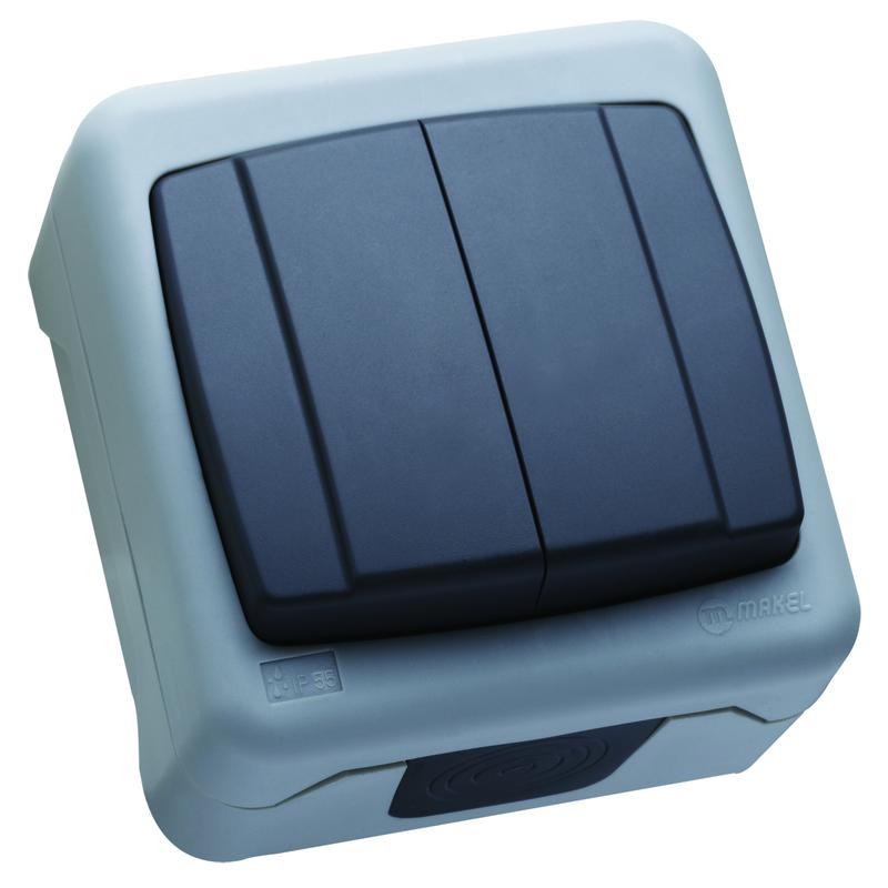 Выключатель 2-кл. IP44 с пружинным зажимом Makel 37064103