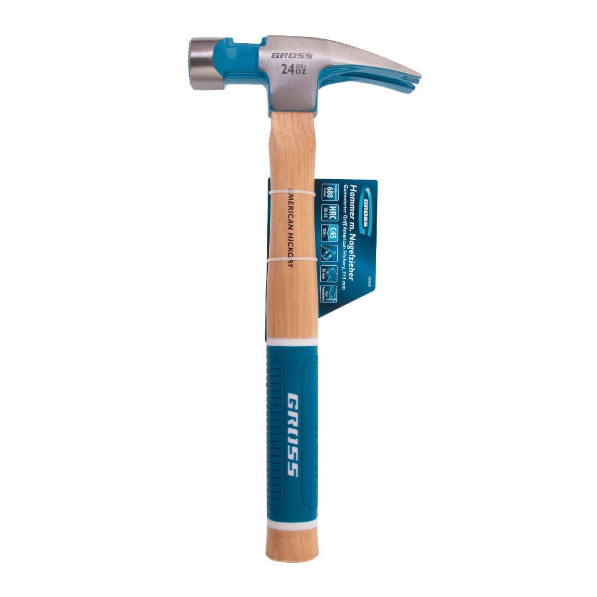 картинка Молоток-гвоздодер, 680 г, угол 75, магнит, обрезиненная рукоятка AMERICAN HICKORY GROSS