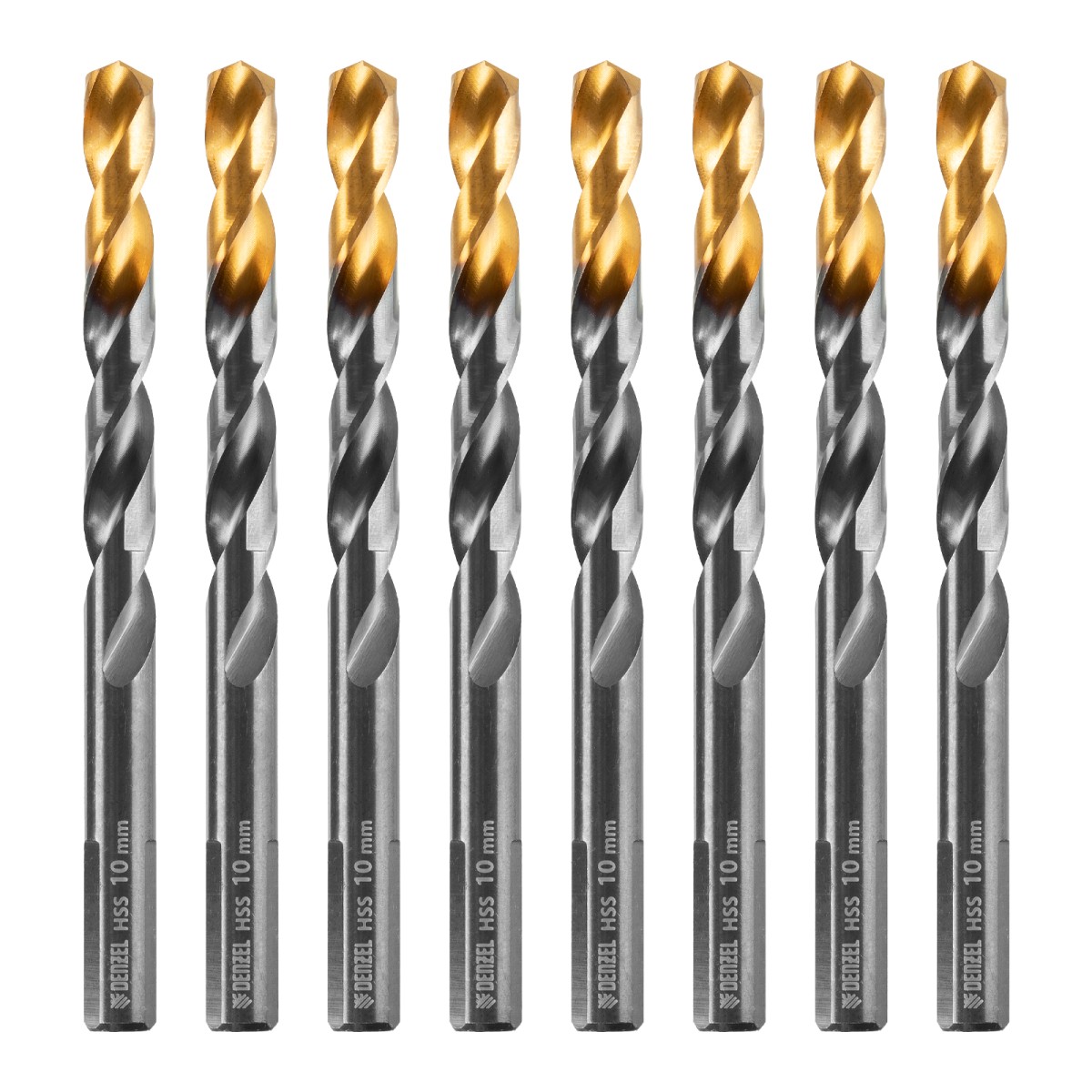 картинка Сверло по металлу, 10 мм, HSS-Tin, Golden Tip, 8 шт. Denzel