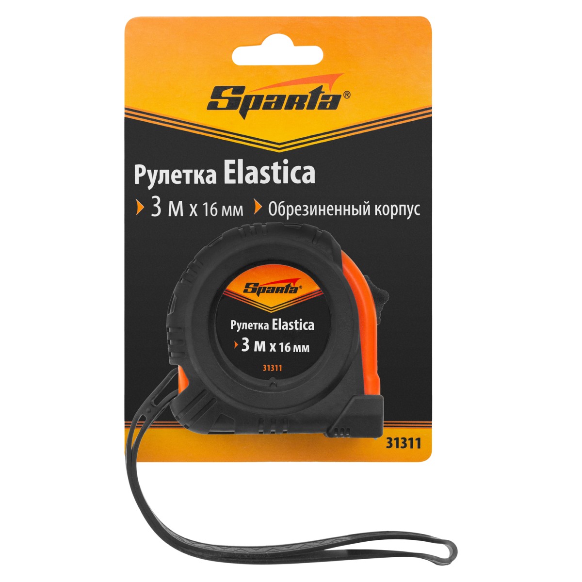 картинка Рулетка Elastica,3 м х 16 мм,обрезиненный корпус Sparta