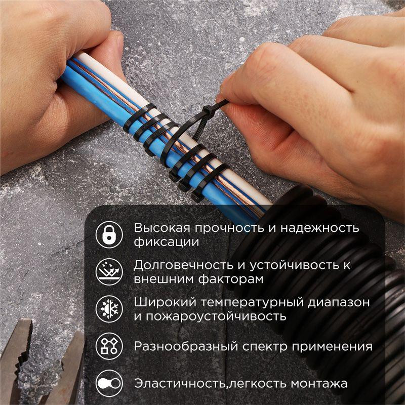 картинка Хомут кабельный 2.5х100 нейл. черн. (уп.25шт) Rexant 07-0101-25