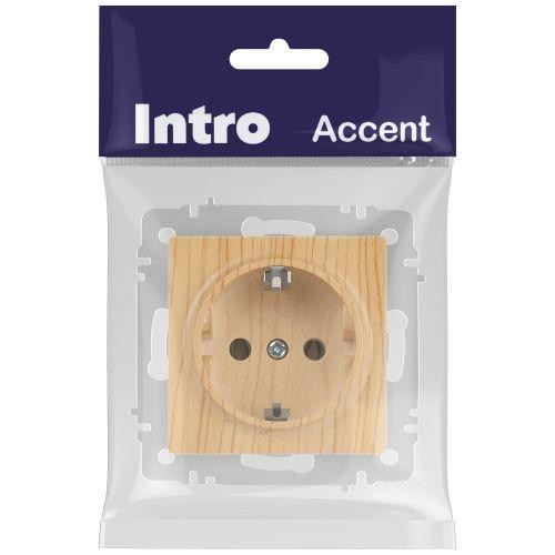 картинка Розетка 1-м СП Accent 6-202-11 16А IP20 250В 2P+E Schuko сосна Intro Б0063706