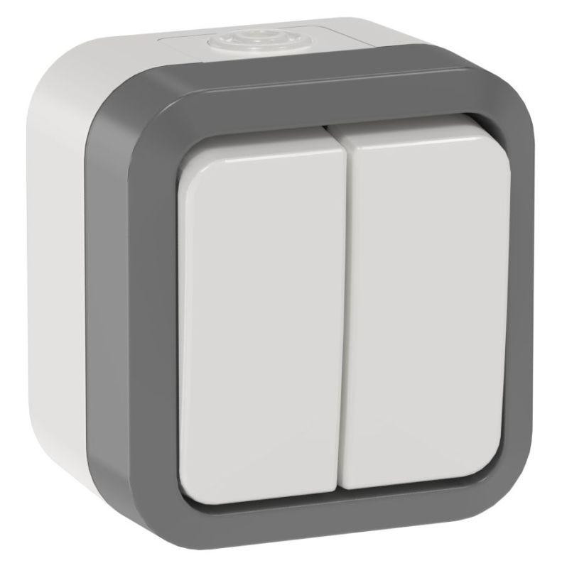Выключатель проходной 2-кл. ОП TORS 10А IP55 TS225 сер-бел IEK TS-V22-0-10-55-K41