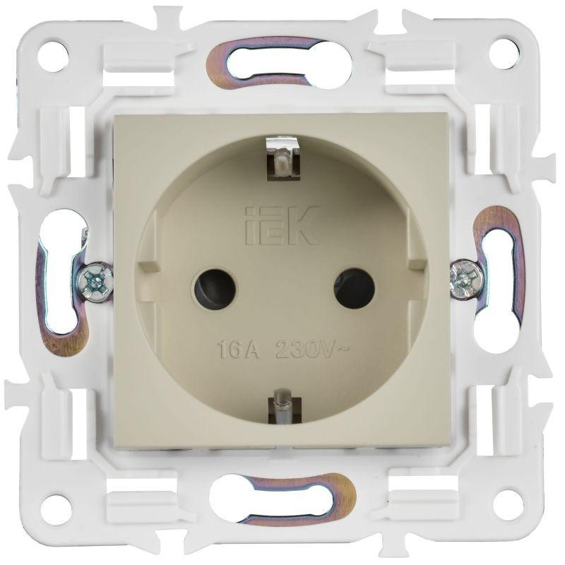 картинка Розетка SKANDY 16А с заземл. защ. шторки SK-R04B беж. IEK SK-R14-16-K10
