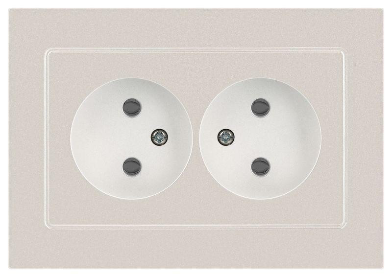 Розетка 2-м СП Accent 6-204-06 16А IP20 250В 2P AL/CU перламутр. Intro Б0063446