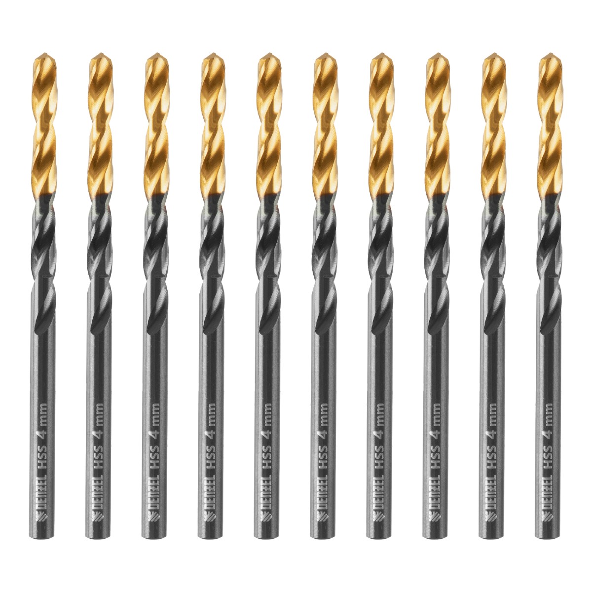 Сверло по металлу, 4 мм, HSS-Tin, Golden Tip, 10 шт. Denzel