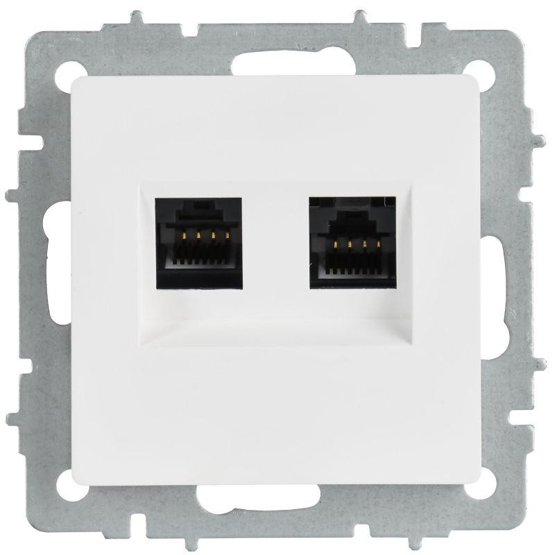 Розетка компьютерная 2-м СП BRITE РК11-2-БрАБ RJ45 кат.6 механизм арктич. бел. IEK BR-K20-2-K91