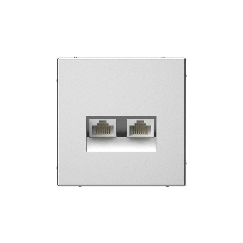 Розетка компьютерная 2-м ArtGallery RJ45 + RJ45 кат.5E механизм сталь SE GAL000985