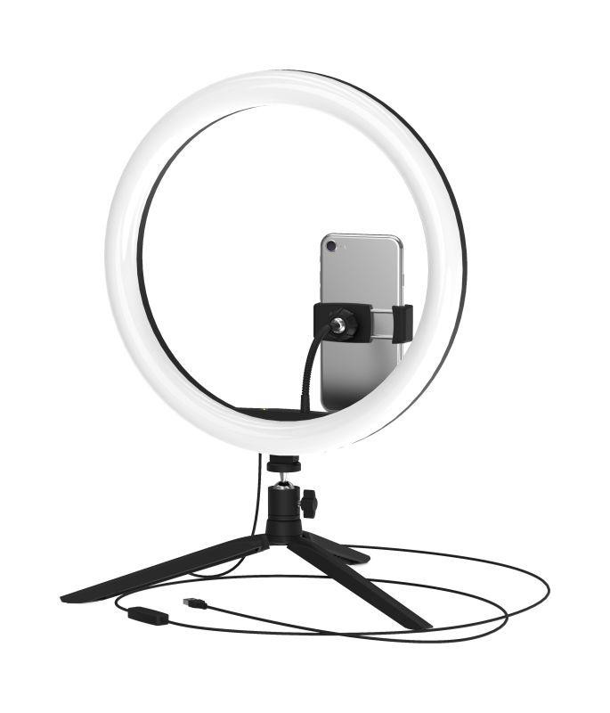 картинка Светильник светодиодный настольный Ring 15Вт 3000-6500К 800лм 5В с USB-разъемом кольцевой черн. GAUSS RL003