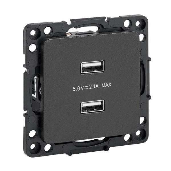 картинка Розетка USB 2-м Стокгольм 2.1А механизм черн. PROxima EKF EZR16-028-10-2USB
