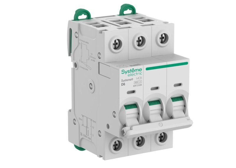 Выключатель автоматический 3п D 6А 6кА Systeme9 400В SE S9F23306