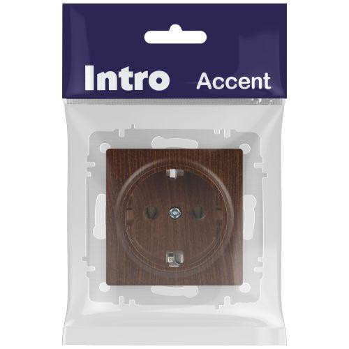картинка Розетка 1-м СП Accent 6-202-10 16А IP20 250В 2P+E Schuko венге Intro Б0063703
