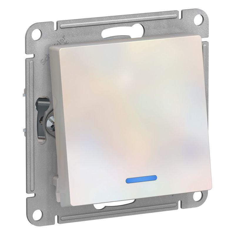 картинка Переключатель проходной 1-кл. СП AtlasDesign 10А IP20 (сх. 6а) 10AX с подсветкой механизм жемчуж. SE ATN000463
