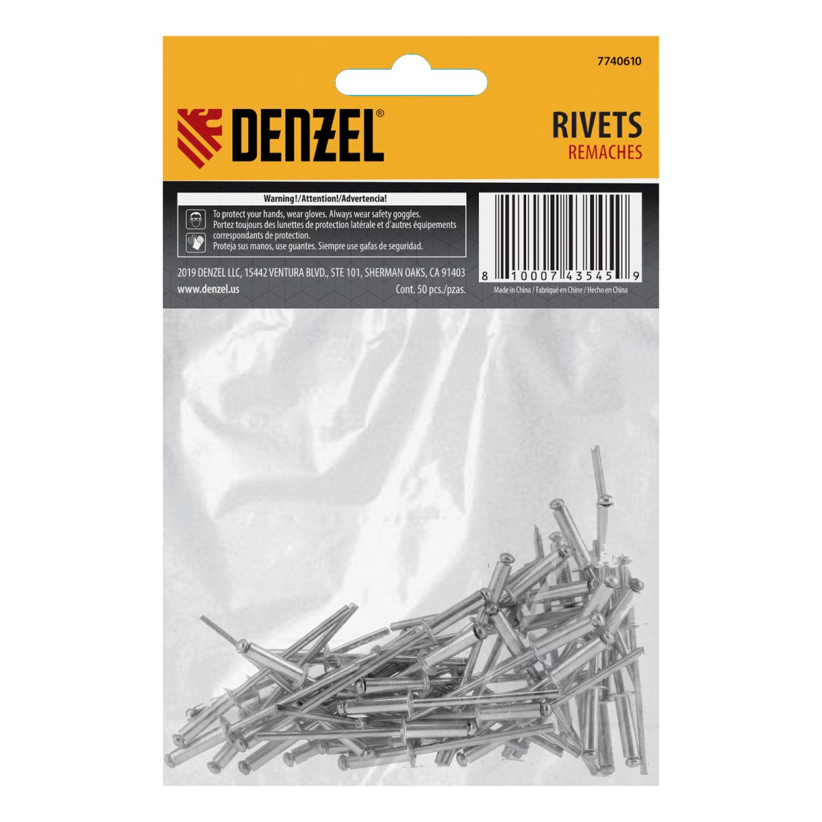 картинка Заклепки алюминиевые, 1/8"-1/2", 3 х 12 мм, 50 шт Denzel
