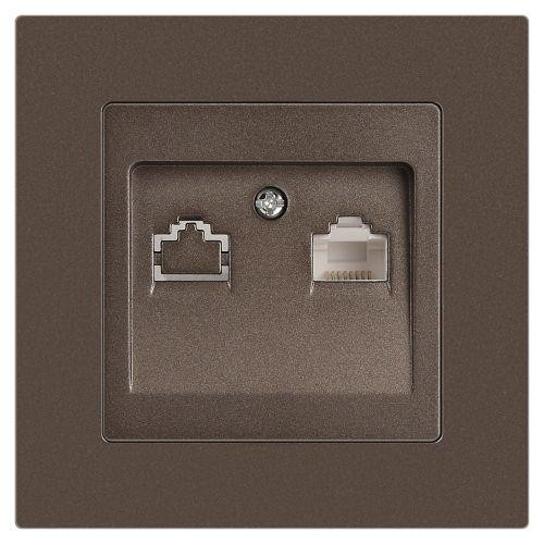 картинка Розетка компьютерная 1-м СП Accent 6-303-08 RJ45 IP20 бронза Intro Б0063639