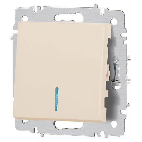 картинка Выключатель 1-кл. СП Accent 6-102-02 10А IP20 250В с подсветкой AL/CU сл. кость Intro Б0063428