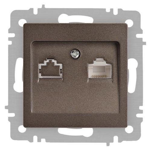 картинка Розетка компьютерная 1-м СП Accent 6-303-08 RJ45 IP20 бронза Intro Б0063639