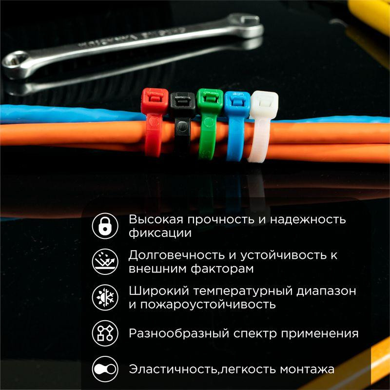 картинка Хомут кабельный 4.8х300 нейл. разноцвет. (уп.25шт) Rexant 07-0308-25