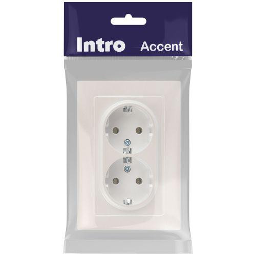 картинка Розетка 2-м СП Accent 6-205-06 16А IP20 250В 2P+E Schuko AL/CU перламутр. Intro Б0063495