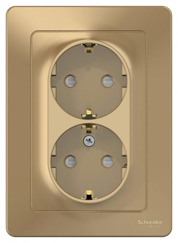 картинка Розетка 2-м СП Blanca 16А IP20 250В с заземл. защ. шторки титан SE BLNRS001124