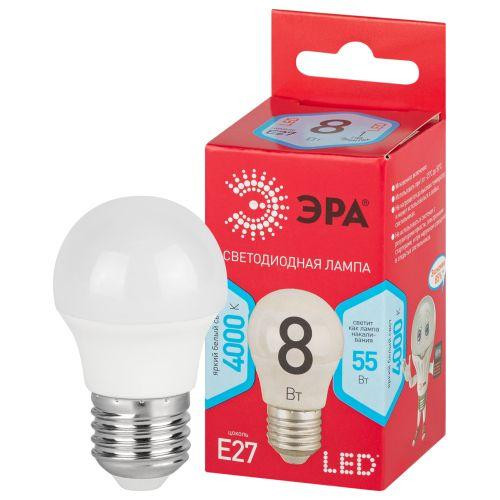 картинка Лампа светодиодная RED LINE LED P45-8W-840-E27 R 8Вт P45 шар 4000К нейтр. бел. E27 Эра Б0049645