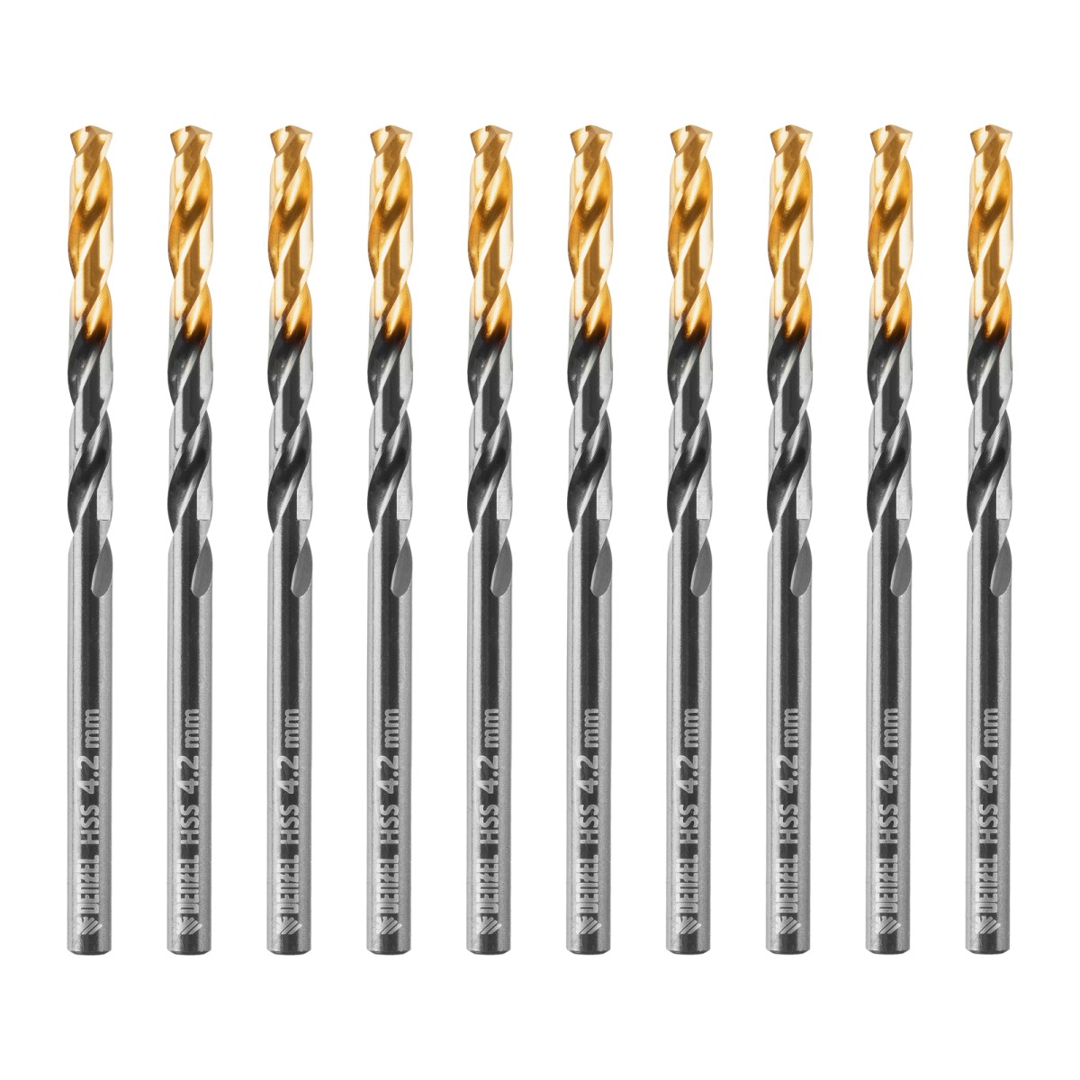 Сверло по металлу, 4,2 мм, HSS-Tin, Golden Tip, 10 шт. Denzel