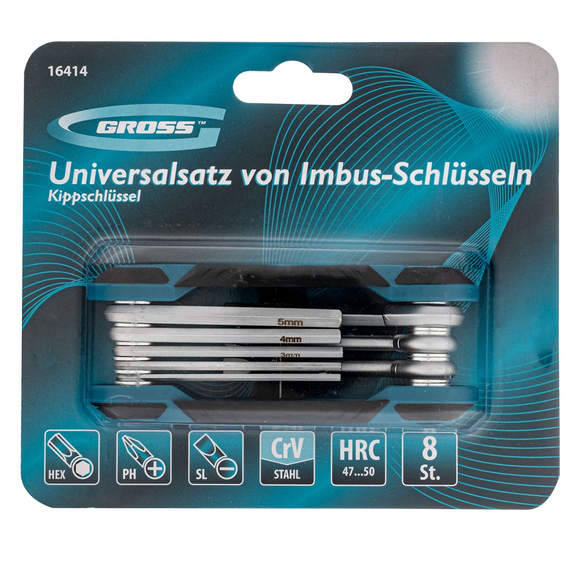 картинка Набор ключей имбусовых универсальный, складные, 8 шт, CrV Gross