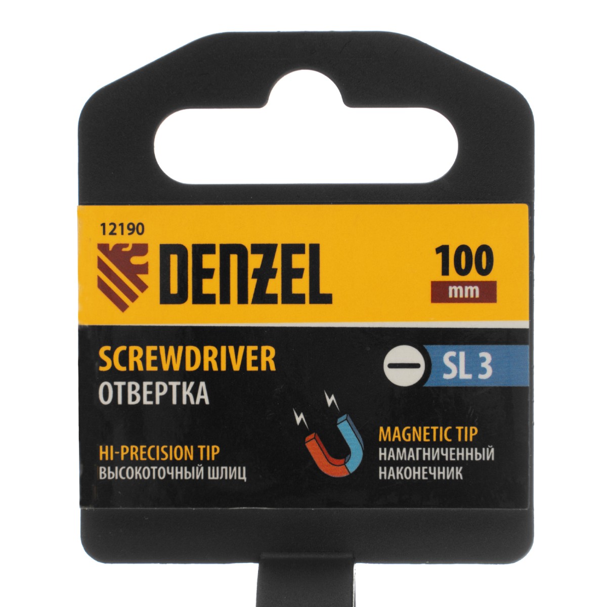 картинка Отвертка SL3х100 мм, CrV, трехкомпонентная рукоятка Denzel