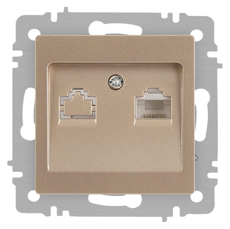 Розетка компьютерная 1-м СП Accent 6-303-04 RJ45 IP20 шампань Intro Б0063632