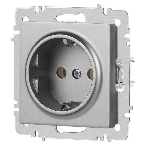 картинка Розетка 1-м СП Accent 6-202-03 16А IP20 250В 2P+E Schuko алюм. Intro Б0063686