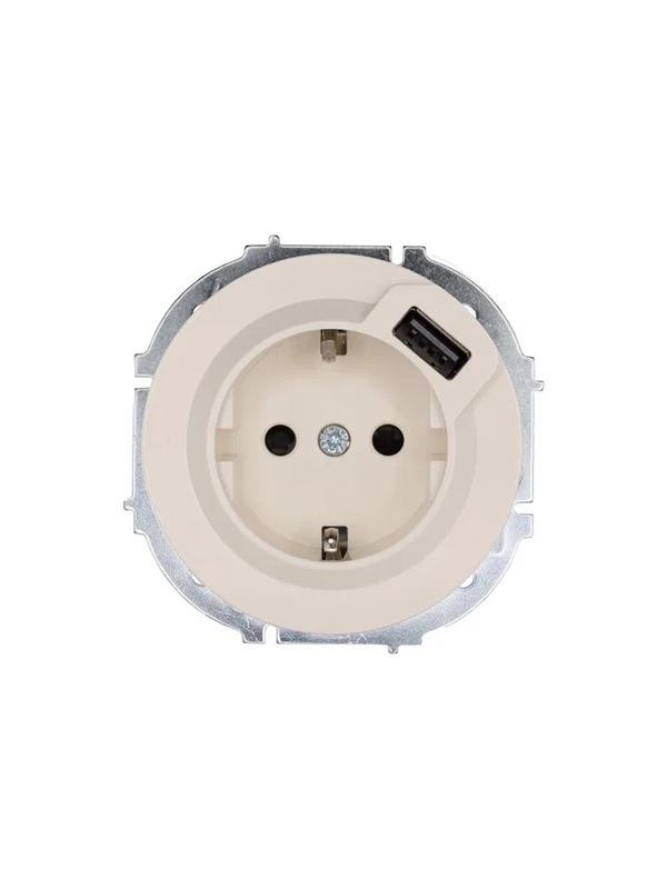 Розетка 1-м СП OSEN с заземл. + USB разъем механизм сл. кость LEZARD 743-9088-181