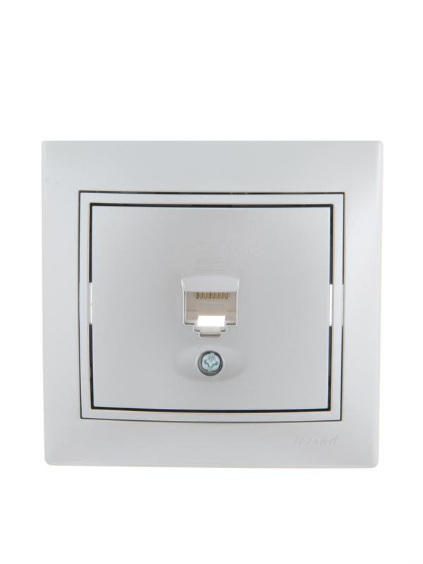 картинка Розетка компьютерная 1-м СП Mira RJ45 сер. метал. LEZARD 701-1010-139