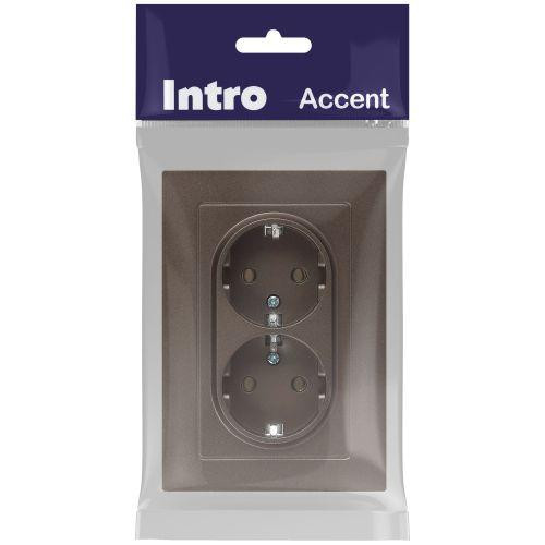 картинка Розетка 2-м СП Accent 6-205-08 16А IP20 250В 2P+E Schuko AL/CU бронза Intro Б0063498